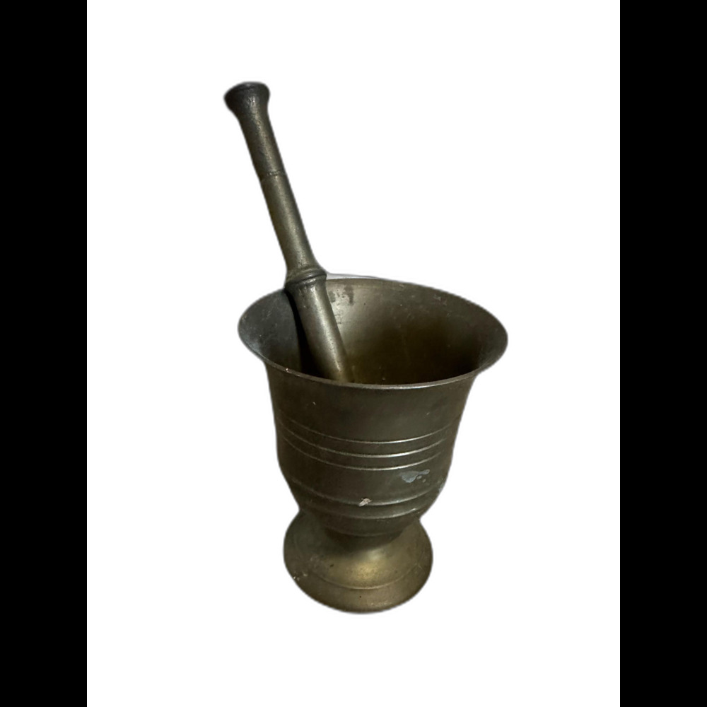 French vintage bronze / brass apothecary mortar and pestle authentic from France